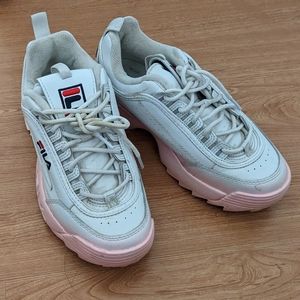 FILA Pink and White Disruptor II Sneakers Size 7